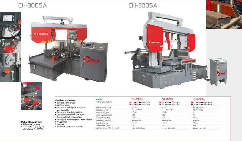 SERRA DE FAIXA TOTALMENTE AUTOMÁTICA DA COLUNA DUPLA CH300SA-CH600SA