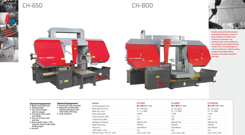 SERIE AUTOMÁTICA DE FAIXA SEMI-COLUNA DUPLA COLUNA DUPLA CH650-CH800