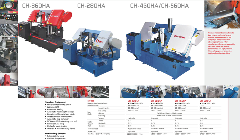 SERIE CH COLUNA DUPLA TOTALMENTE AUTOMÁTICA SERRA CH-280HA-CH360HA-CH460HA-CH560HA