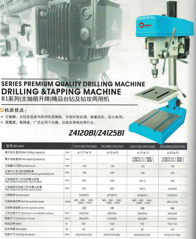 SÉRIE B1 MÁQUINA DE PERFURAÇÃO E TAPPING DE QUALIDADE PREMIUM ZS4116B1