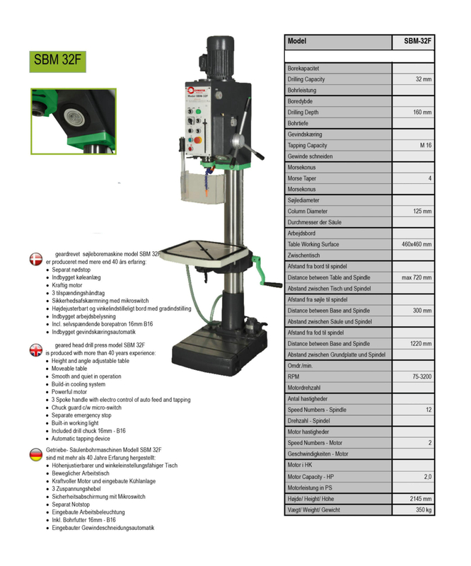 Máquina de perfuração de cabeça de engrenagem SBM-32F
