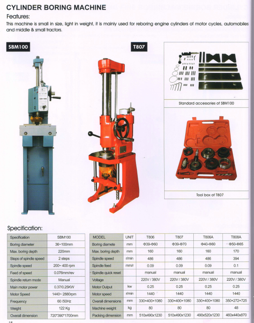 Máquina de perfuração de cilindro SBM100-T807