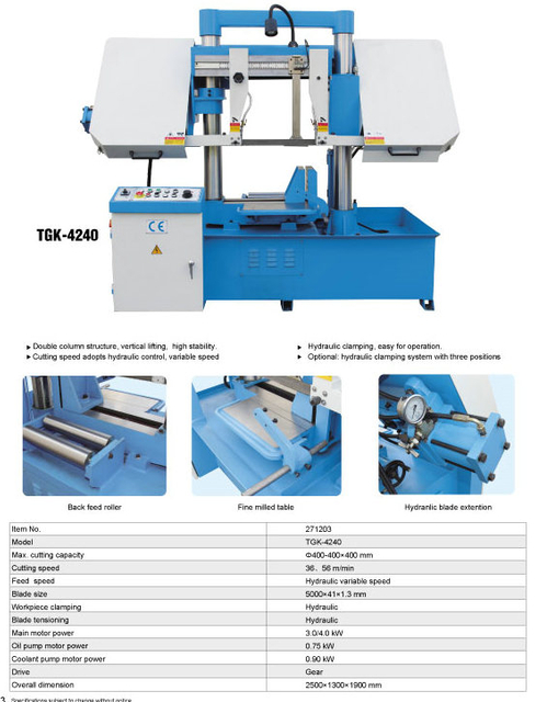 Banda horizontal de coluna dupla Saw TGK-4220