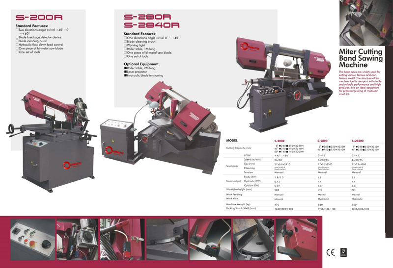 Banda de metal SAW Machine S-220R/S-280R/S-2840R