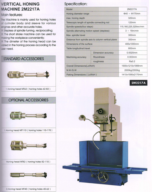 Máquina de aperfeiçoamento vertical 2M2217a