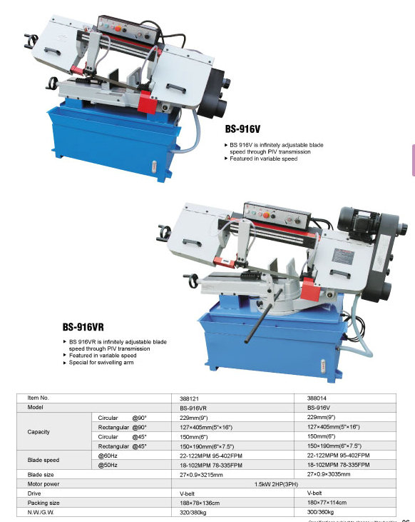 Banda de corte de metal serra BS-912B /BS-912VR