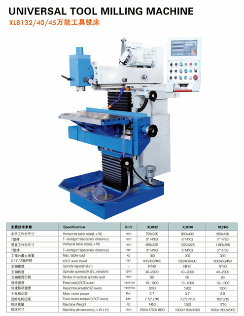 Máquina de moagem universal de ferramentas XL8132-XL8140-XL8145