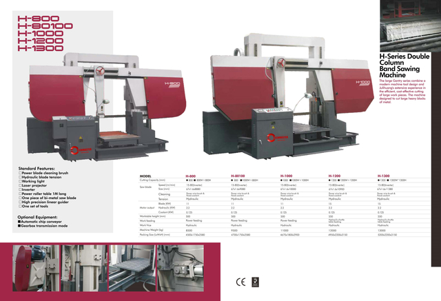 Máquina de serra de banda de metal H-800/H-80100/H-1000/H-1200/H-1300