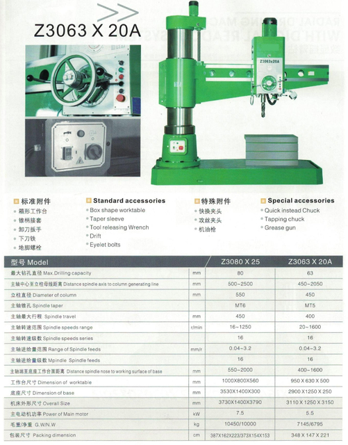 Máquina de perfuração radial Z3063x20a