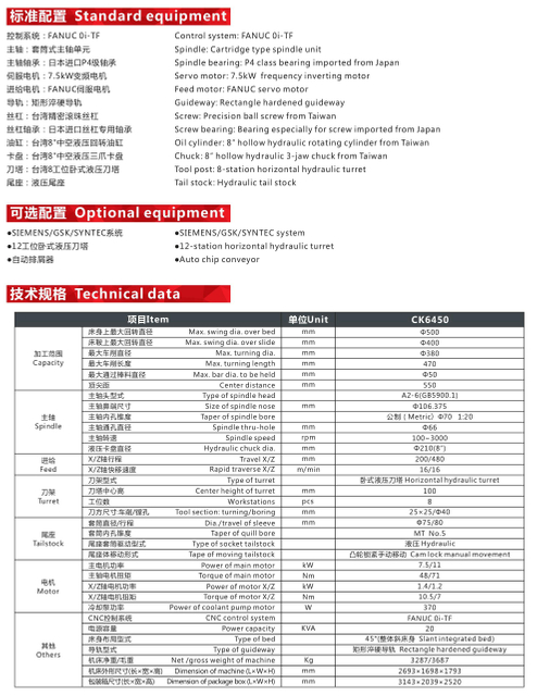 Torno CNC CK6450 Precision 