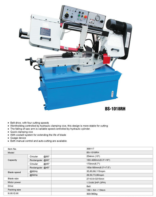 Banda de corte de metal serra BS-1018R/BS-1018B