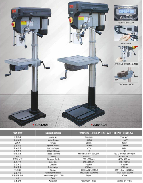 Pressione Pressione com Display de profundidade ZJ5125/1-ZJ5132/1