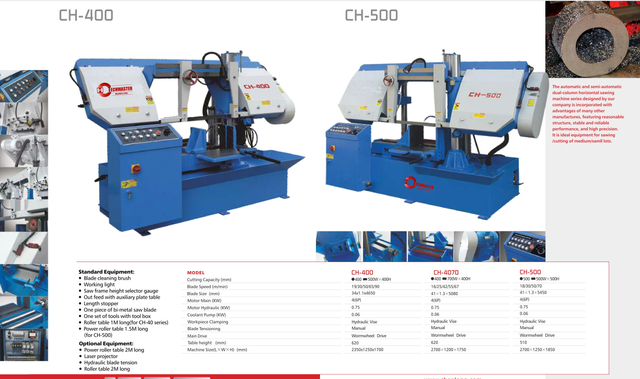 CH série dupla de coluna dupla serras de banda automática CH400-CH500