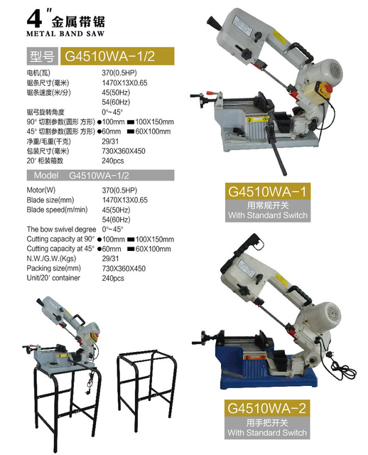 4 'Santa de banda portátil G4510WA-1/2 