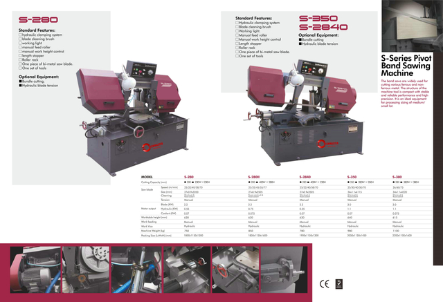 Banda de metal SAW Machine S-280/S-280II/S-2840/S-350/S-380