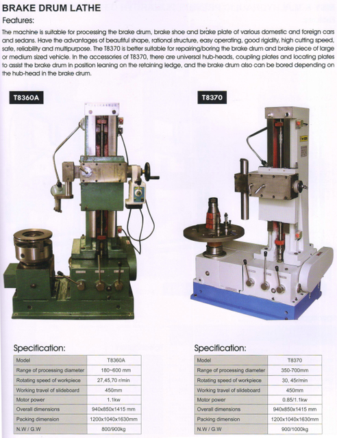 Torno do tambor de freio T8360A-T8370