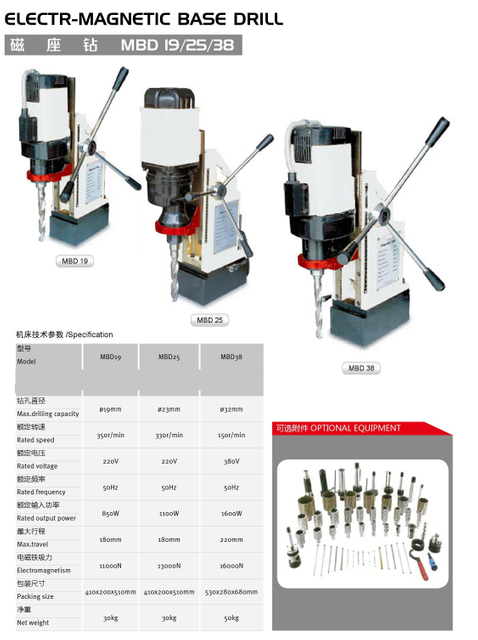 Drill de base maganética elétrica MBD19 /MBD25 /MBD38