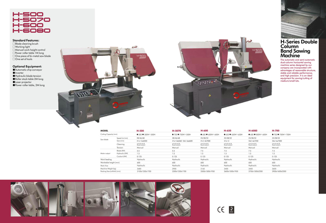 Máquina de serra de banda de metal H-500/H-5070/H-600/H-6080/H-700