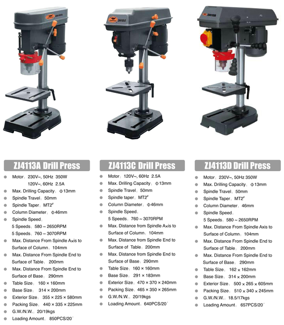 ZJ Série Drill Press ZJ4113A -ZJ4113C