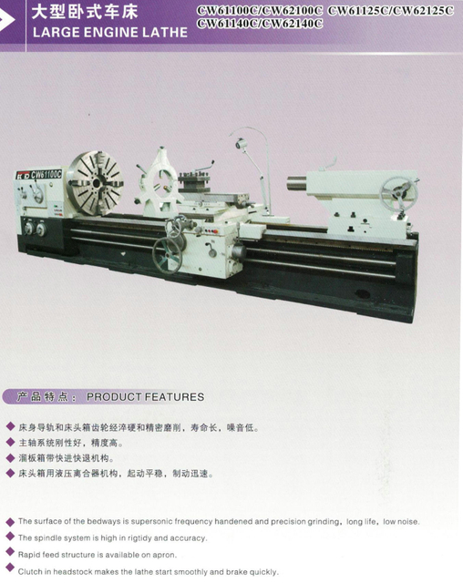 Torno de motor grande CW62100C-CW62125C-CW62140C