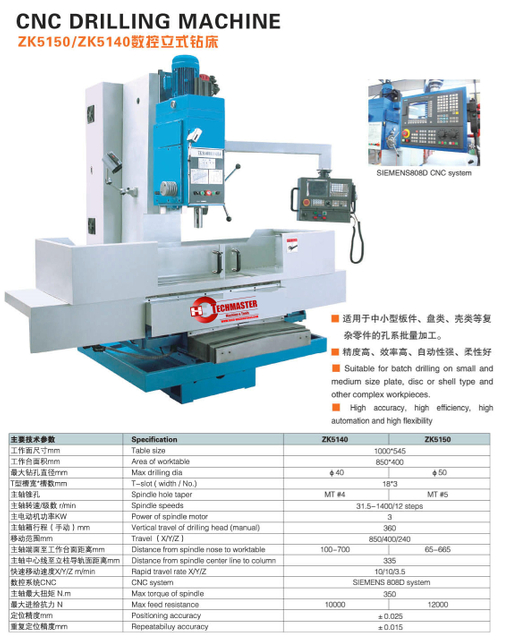 Máquina de perfuração CNC ZK5140-ZK5150