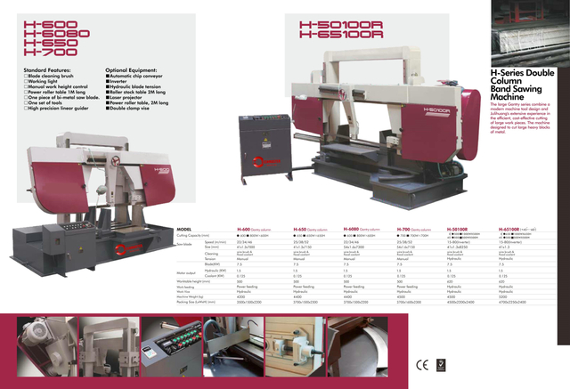 Máquina de serra de banda de metal H-600/H-650/H-6080/H-700/H-50100R/H-65100R