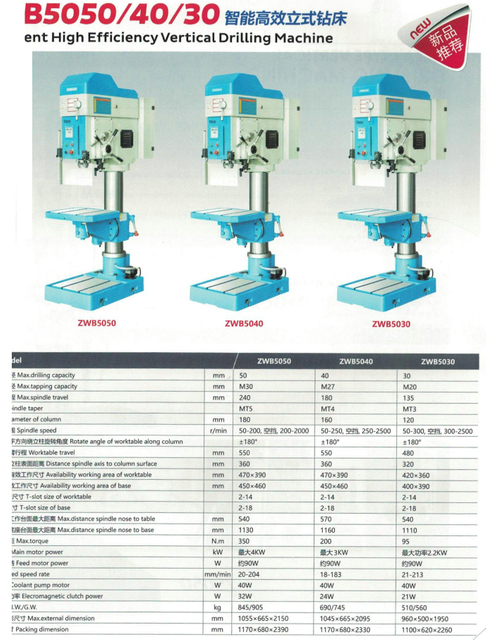Máquina de perfuração vertical de alta eficiência inteligente ZWB5050