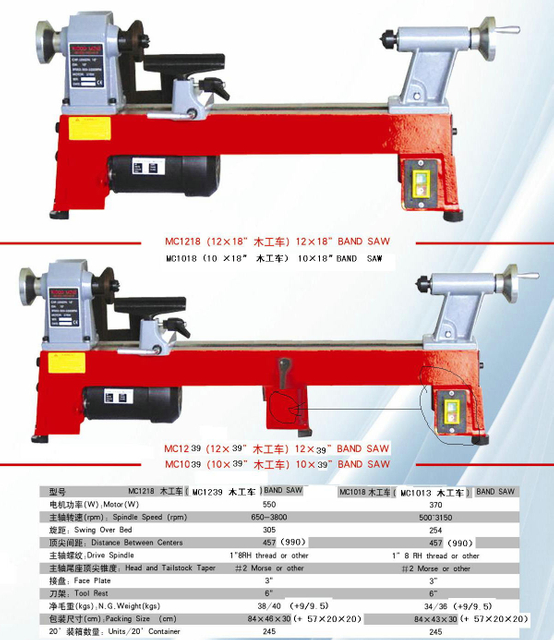 Mini torno de madeira 10x18 Ferro fundido 370W