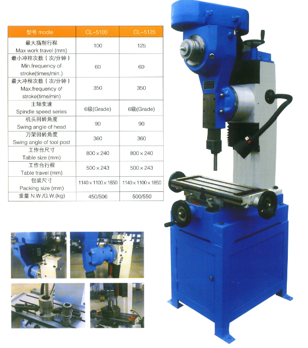  Pequena máquina de slotting vertical XC-100/ XC-125