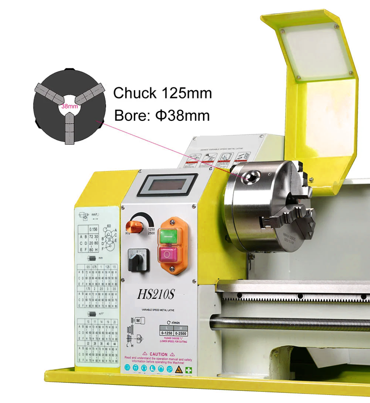 HS210SX600 900W Classificação de saída Motor sem escova de escova de 6 mm de espessura Mini Máquina de torno de metal