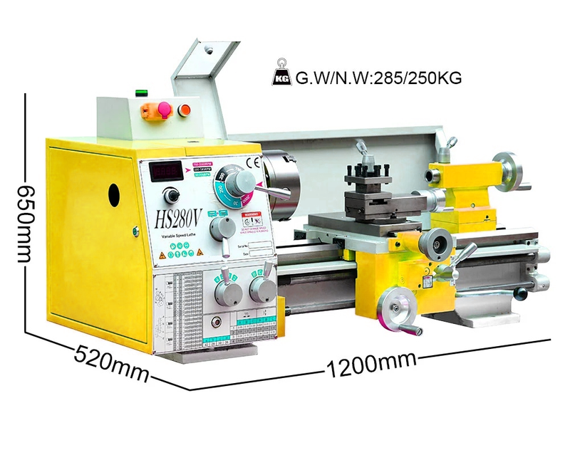 HS280V/500 1500W MOTOR MT5 EPINE 280*500mm Frea fabricando torno de metal machin