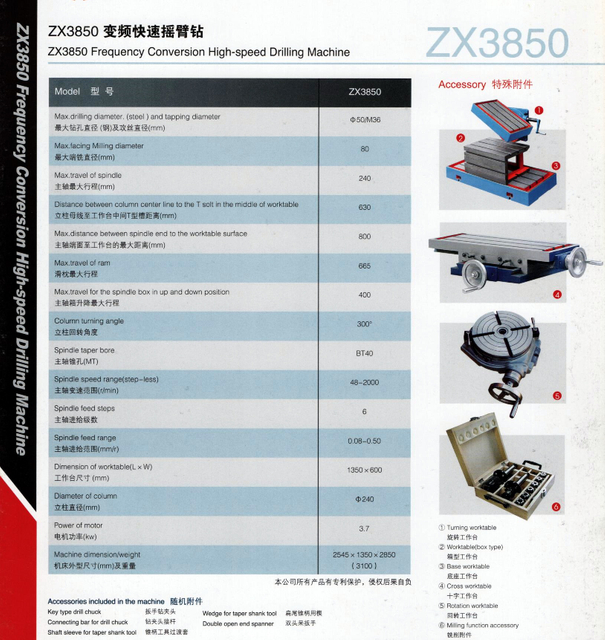 Máquina de perfuração e moagem ZX3850