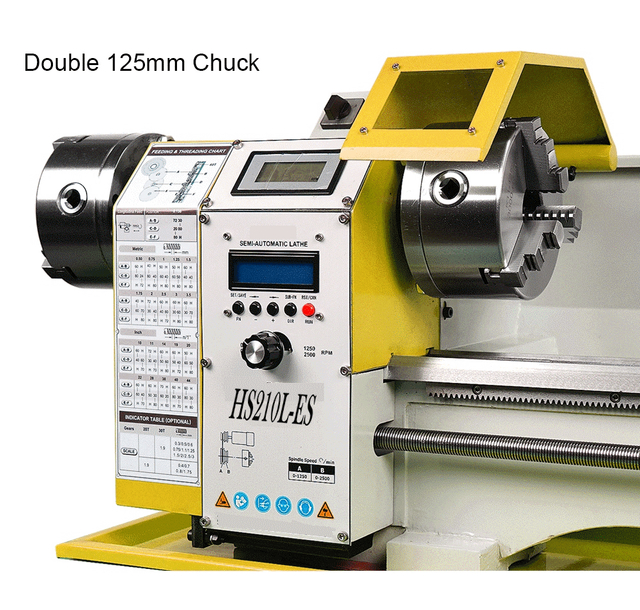 HS210L-ES 1000mm Auto esquerda e direita, fazendo mini torno de metal CNC com duas cabeças de chuck