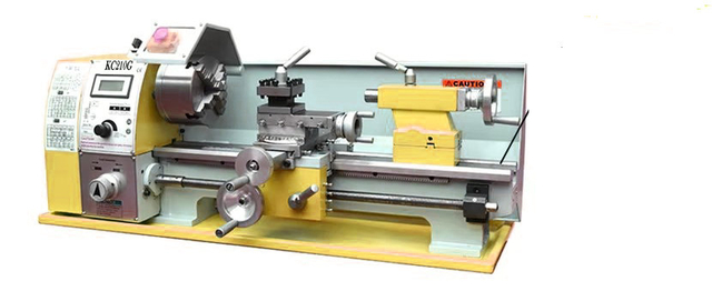  KC210G 8x16 torno com caixa de engrenagens de rosqueamento reverso, motor sem escova de 750w de alta qualidade com função de feed automática postiva e reversa mini -torno de torno de metal