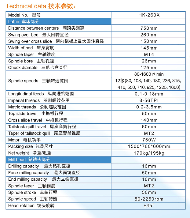 Máquina Mutipurpose HK260X