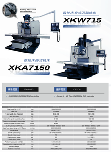 Máquina de moagem universal de cama CNC XKW715-XKA7150