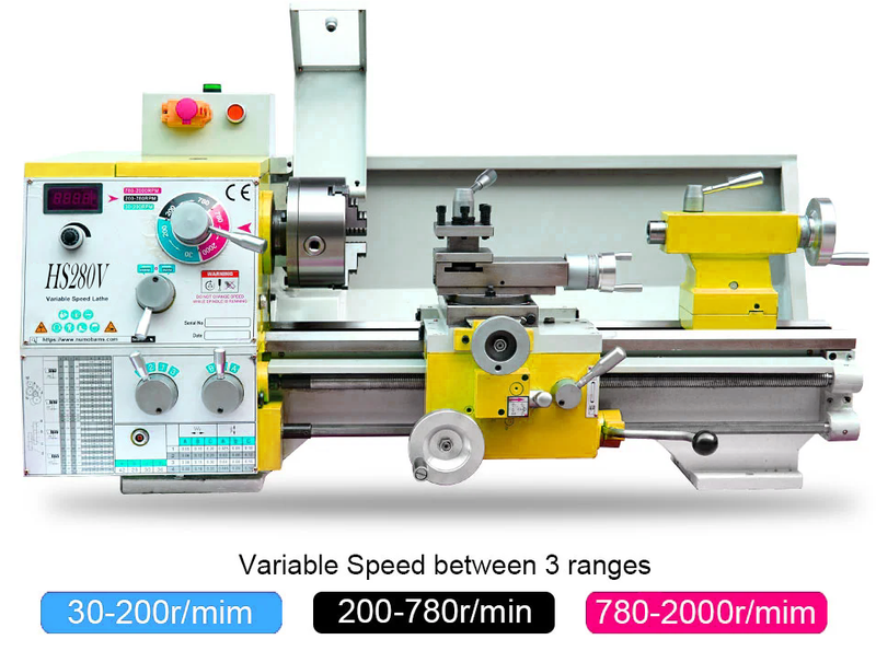 HS280V/500 1500W MOTOR MT5 EPINE 280*500mm Frea fabricando torno de metal machin