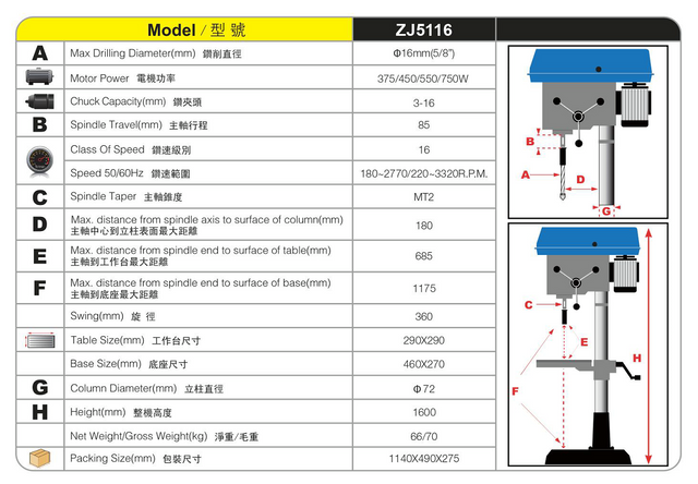 Pressione a broca ZJ5116
