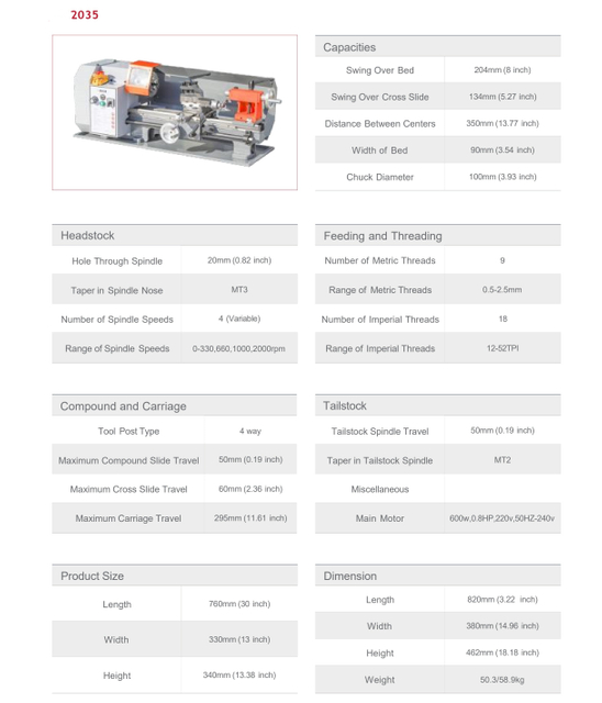 Torno de bancada 2035