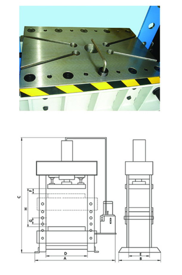 Pressões hidráulicas de HPD (para Blanding, flexão e matrizes)