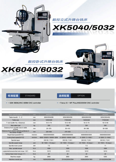 Máquina de moagem universal de cama CNC XK5040-XK6040