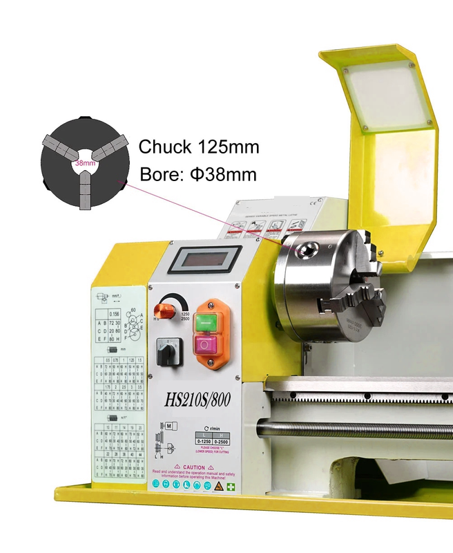 HS210SX800 900W Classificação de saída Motor sem escova de escova de 6 mm de espessura Mini Máquina de torno de metal