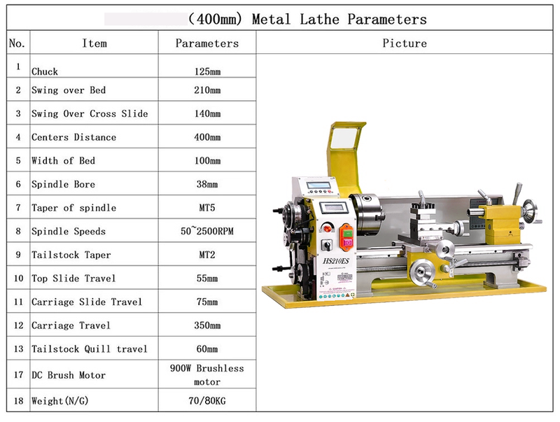HS210esx400 Auto esquerda e direita Trevamento Fazendo mini -torno de metal CNC