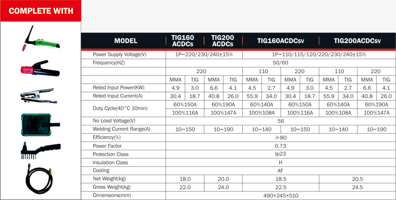 Soldador de inversor de TIG ACDC
